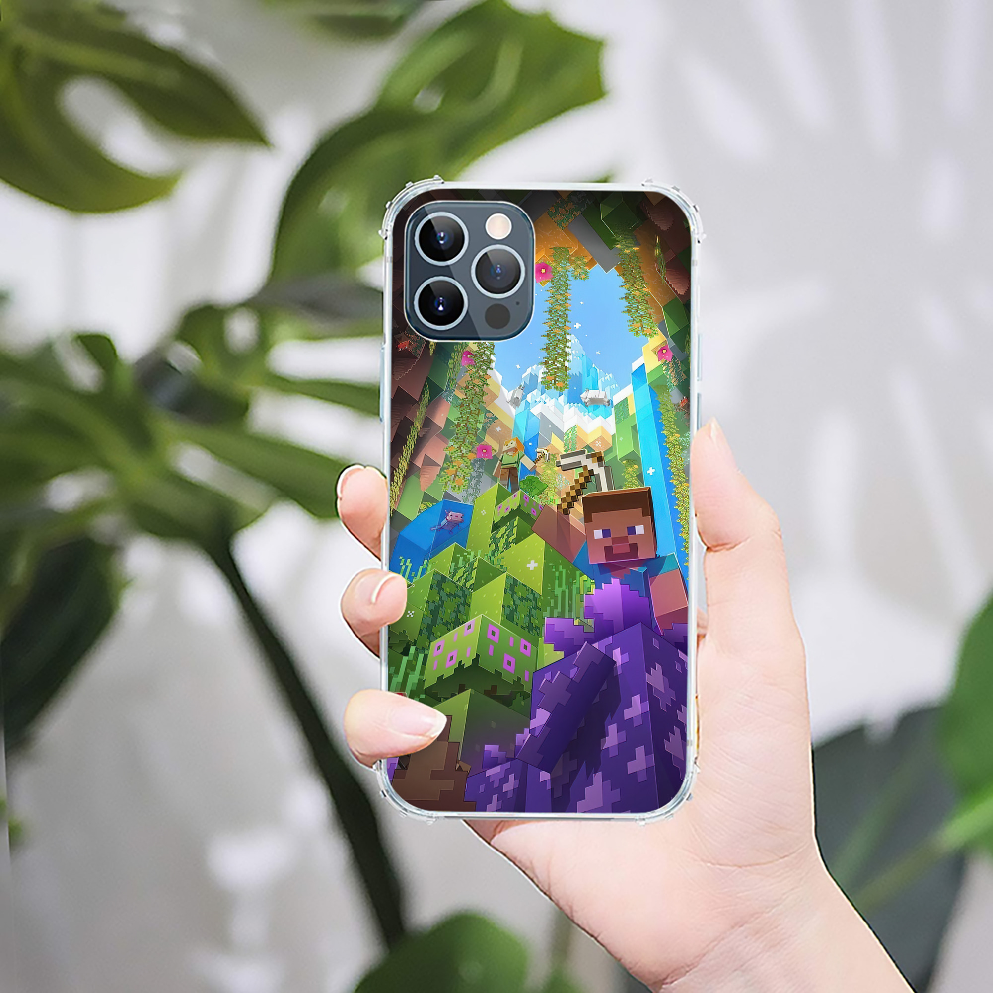 （画像用） マインクラフト ブロックの世界 Minecraft MC Block world 【iPhone 12シリーズ対応】透明スマホケース（クリアソフトケース）